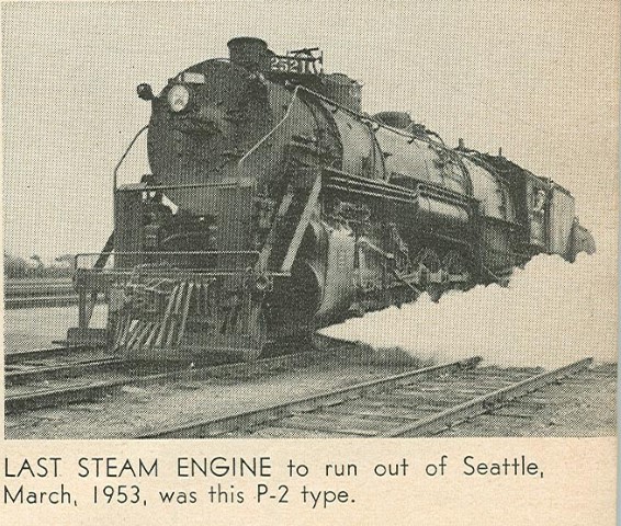 Last steam locomotive to run out of Seattle, March, 1953