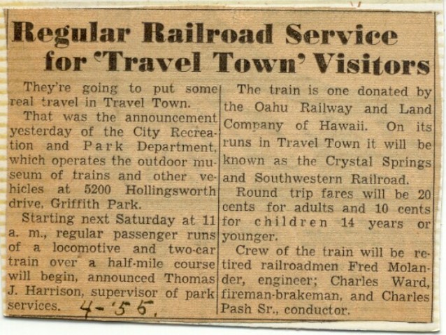 Travel Town located in Griffith Park, Los Angeles