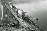 Photo by Mac McCulloch of 1968 repairs to Rock Island bridge across Columbia River south (railroad east) of Wenatchee, WA